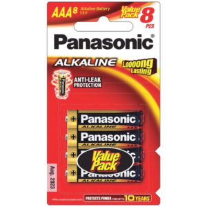 Panasonic LR03T/8B Alkaline Batteries AAA 8 Pack Powerful enough to be used in almost all compatible electricald evices - NZ DEPOT