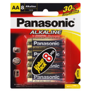 Panasonic LR6T/8B Alkaline Batteries AA 8 Pack Alkaline 18 Pack Alkaline-Zinc 20 Longer Lasting protects power for upto 10 years - NZ DEPOT