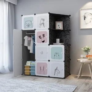 Buy SOGA 10 Cubes Black Portable Wardrobe Divide-Grid Modular Storage Organiser Foldable Closet with Doors Online - Home & Living/Bedroom›Bedroom Storage Solutions/Other - 2 - NZ Depot Free Shipping
