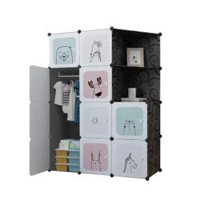 Buy SOGA 10 Cubes Black Portable Wardrobe Divide-Grid Modular Storage Organiser Foldable Closet with Doors Online - Home & Living/Bedroom›Bedroom Storage Solutions/Other - 1 - NZ Depot Free Shipping