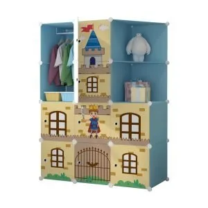 Buy SOGA 10 Cubes Blue Castle Print Portable Wardrobe Divide-Grid Modular Storage Organiser Foldable Closet Online - Home & Living/Bedroom›Bedroom Storage Solutions/Other - 1 - NZ Depot Free Shipping