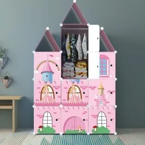 Buy SOGA 10 Cubes DIY Castle Print Portable Wardrobe Divide-Grid Modular Storage Organiser Foldable Closet Online - Home & Living/Bedroom›Bedroom Storage Solutions/Other - 2 - NZ Depot Free Shipping