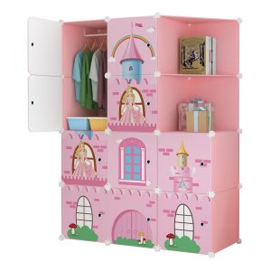 SOGA 10 Cubes Pink Castle Print Portable Wardrobe Divide-Grid Modular Storage Organiser Foldable Closet, Home & Living, Bedroom??edroom Storage Solutions, Other, , ,  - NZ DEPOT 1