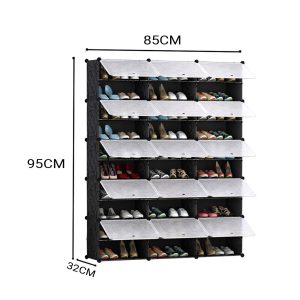 SOGA 10 Tier 3 Column Shoe Rack Organizer Sneaker Footwear Storage Stackable Stand Cabinet Portable Wardrobe with Cover, Furniture, Storage & Shelving, Shoe Storage, , ,  - NZ DEPOT 2