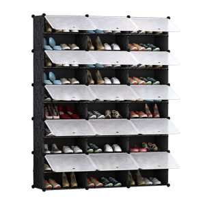 SOGA 10 Tier 3 Column Shoe Rack Organizer Sneaker Footwear Storage Stackable Stand Cabinet Portable Wardrobe with Cover, Furniture, Storage & Shelving, Shoe Storage, , ,  - NZ DEPOT 1