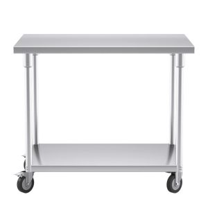 SOGA 100cm Commercial Catering Kitchen Stainless Steel Prep Work Bench Table with Wheels, furniture > kitchen & dining room furniture > buffets, sideboards & kitchen islands, , , , ,  - NZ DEPOT 2