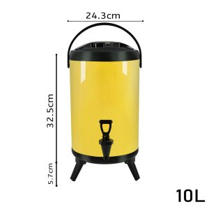 SOGA 10L Stainless Steel Insulated Milk Tea Barrel Hot and Cold Beverage Dispenser Container with Faucet Yellow, Home & Living, Kitchen & Dining, Barware, Spirit Dispensers, ,  - NZ DEPOT 2