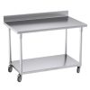 SOGA 120cm Commercial Catering Kitchen Stainless Steel Prep Work Bench Table with Backsplash and Caster Wheels, furniture > kitchen & dining room furniture > buffets, sideboards & kitchen islands, , , , , - NZ DEPOT 1