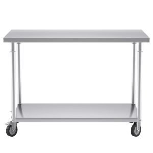 SOGA 120cm Commercial Catering Kitchen Stainless Steel Prep Work Bench Table with Wheels, furniture, kitchen & dining room furniture, buffets, sideboards & kitchen islands, , ,  - NZ DEPOT 2