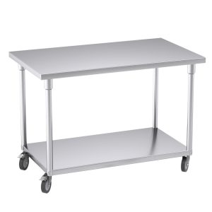 SOGA 120cm Commercial Catering Kitchen Stainless Steel Prep Work Bench Table with Wheels, furniture > kitchen & dining room furniture > buffets, sideboards & kitchen islands, , , , ,  - NZ DEPOT 1