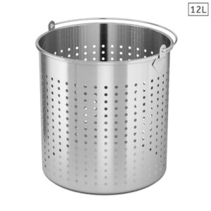 SOGA 12L 18/10 Stainless Steel Perforated Stockpot Basket Pasta Strainer with Handle, home & living > kitchen & dining > cookware > stock & multi pots, , , , ,  - NZ DEPOT 1