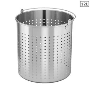 Buy SOGA 12L 18/10 Stainless Steel Perforated Stockpot Basket Pasta Strainer with Handle Online - home & living > kitchen & dining > cookware > stock & multi pots - 1 - NZ Depot Free Shipping