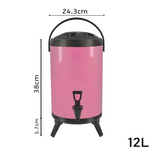 SOGA 12L Stainless Steel Insulated Milk Tea Barrel Hot and Cold Beverage Dispenser Container with Faucet Pink, Home & Living, Kitchen & Dining, Barware, Spirit Dispensers, ,  - NZ DEPOT 2