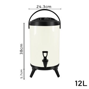 SOGA 12L Stainless Steel Insulated Milk Tea Barrel Hot and Cold Beverage Dispenser Container with Faucet White, Home & Living, Kitchen & Dining, Barware, Spirit Dispensers, ,  - NZ DEPOT 2