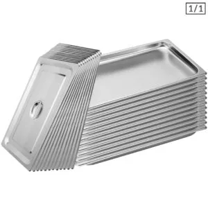 Buy SOGA 12X Gastronorm GN Pan Full Size 1/1 GN Pan 2cm Deep Stainless Steel Tray With Lid Online - Home & Living/Kitchen & Dining/Bakeware/Baking Trays - 1 - NZ Depot Free Shipping