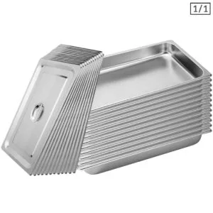 Buy SOGA 12X Gastronorm GN Pan Full Size 1/1 GN Pan 6.5cm Deep Stainless Steel Tray With Lid Online - Home & Living/Kitchen & Dining/Bakeware/Baking Trays - 1 - NZ Depot Free Shipping