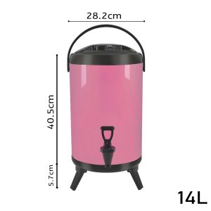 SOGA 14L Stainless Steel Insulated Milk Tea Barrel Hot and Cold Beverage Dispenser Container with Faucet Pink, Home & Living, Kitchen & Dining, Barware, Spirit Dispensers, ,  - NZ DEPOT 2