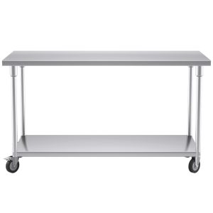 SOGA 150cm Commercial Catering Kitchen Stainless Steel Prep Work Bench Table with Wheels, furniture, kitchen & dining room furniture, buffets, sideboards & kitchen islands, , ,  - NZ DEPOT 2