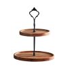 SOGA 15cm 2 Tier  Brown Round Wooden Acacia Dessert Tray Cake Snacks Cupcake Stand Buffet Serving Countertop Decor, Kitchenware > Table Top > Servingware > Servingware Platter, , , , ,  - NZ DEPOT 1