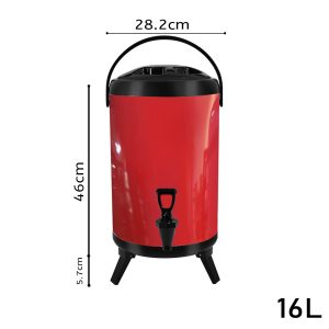 SOGA 16L Stainless Steel Insulated Milk Tea Barrel Hot and Cold Beverage Dispenser Container with Faucet Red, Home & Living, Kitchen & Dining, Barware, Spirit Dispensers, ,  - NZ DEPOT 2