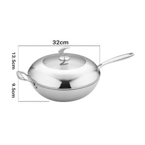 SOGA 18/10 Stainless Steel Fry Pan 32cm Frying Pan Top Grade Non Stick Interior Skillet with Helper Handle and Lid, home & living > kitchen & dining > cookware > frying pans, , , , ,  - NZ DEPOT 2