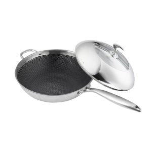 SOGA 18/10 Stainless Steel Fry Pan 32cm Frying Pan Top Grade Non Stick Interior Skillet with Helper Handle and Lid, home & living, kitchen & dining, cookware, frying pans, ,  - NZ DEPOT 1