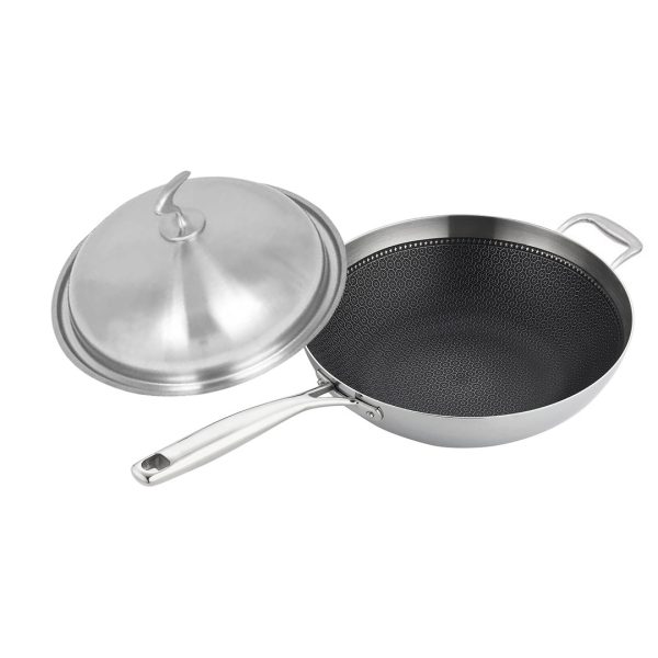 Soga 18/10 Stainless Steel Fry Pan 34Cm Frying Pan Top Grade Textured Non Stick Interior Skillet With Helper Handle And Lid, Home &Amp; Living &Gt; Kitchen &Amp; Dining &Gt; Cookware &Gt; Frying Pans, , , , ,  - Nz Depot 1