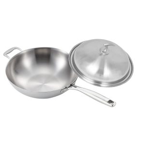 Soga 1810 Stainless Steel Fry Pan 36Cm Frying Pan Top Grade Skillet With Helper Handle And Lid Nz Depot - Nz Depot