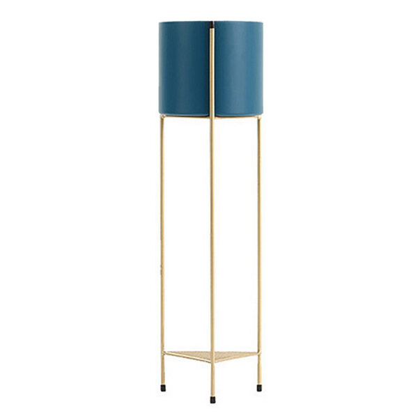 SOGA 2 Layer 81cm Gold Metal Plant Stand with Blue Flower Pot Holder Corner Shelving Rack Indoor Display, Home & Living>Home Decor>Indoor Pots, Planters and Plant Stands, , , , ,  - NZ DEPOT 1