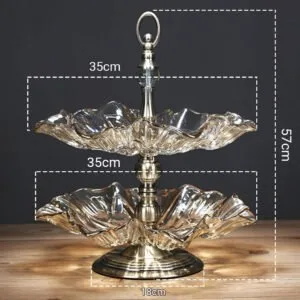 Buy SOGA 2 Tier Bronze Lotus Vertex Crystal Glass Fruit Bowl Candy Holder Countertop Dessert Serving Basket Decor Online - Kitchenware / Food Preperation / Food Prep / Cleaning & Organising - 2 - NZ Depot Free Shipping
