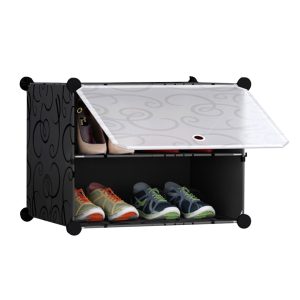 SOGA 2 Tier Shoe Rack Organizer Sneaker Footwear Storage Stackable Stand Cabinet Portable Wardrobe with Cover, Furniture, Storage & Shelving, Shoe Storage, , ,  - NZ DEPOT 1