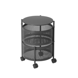 SOGA 2 Tier Steel Round Rotating Kitchen Cart Multi-Functional Shelves Portable Storage Organizer with Wheels, Garden, Tools & Hardware, Garage Storage & Organisation, Utility Shelves, , ,  - NZ DEPOT 1