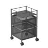 SOGA 2 Tier Steel Square Rotating Kitchen Cart Multi-Functional Shelves Portable Storage Organizer with Wheels, Garden, Tools & Hardware>Garage Storage & Organisation>Utility Shelves, , , , ,  - NZ DEPOT 1