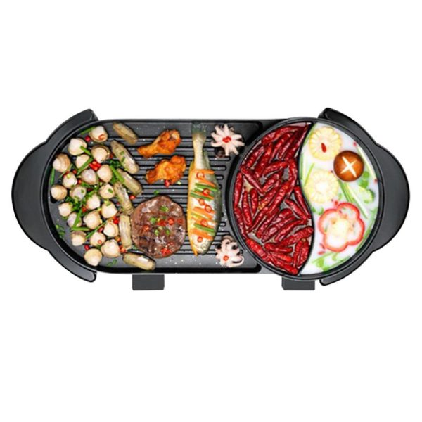 Soga 2 In 1 Electric Non-Stick Bbq Teppanyaki Grill Plate Steamboat Hotpot 2-8 Person, Home &Amp; Living, Kitchen &Amp; Dining, Cookware, Griddles &Amp; Grill Pans, ,  - Nz Depot 1