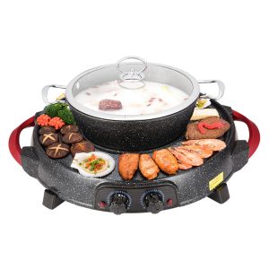 SOGA 2 in 1 Electric Stone Coated Teppanyaki Grill Plate Steamboat Hotpot, Home & Living, Kitchen & Dining, Cookware, Griddles & Grill Pans, ,  - NZ DEPOT 1