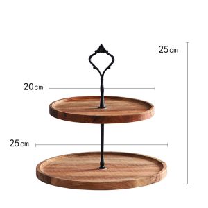 SOGA 20cm 2 Tier Brown  Round Wooden Acacia  Dessert Tray Cake Snacks Cupcake Stand Buffet Serving Countertop Decor, Kitchenware, Table Top, Servingware, Servingware Platter, ,  - NZ DEPOT 2