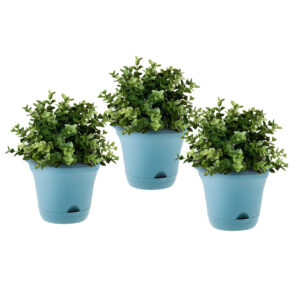 SOGA 20cm Blue Plastic Plant Pot Self Watering Planter Flower Bonsai Indoor Outdoor Garden Decor Set of 3 NZ DEPOT - NZ DEPOT