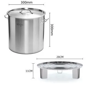 Buy SOGA 21L Stainless Steel Stock Pot with Two Steamer Rack Insert Stockpot Tray Online - home & living > kitchen & dining > cookware > stock & multi pots - 2 - NZ Depot Free Shipping