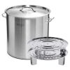 SOGA 21L Stainless Steel Stock Pot with Two Steamer Rack Insert Stockpot Tray, home & living > kitchen & dining > cookware > stock & multi pots, , , , ,  - NZ DEPOT 1
