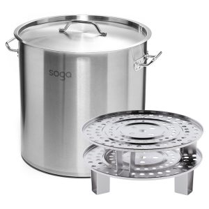 SOGA 21L Stainless Steel Stock Pot with Two Steamer Rack Insert Stockpot Tray, home & living > kitchen & dining > cookware > stock & multi pots, , , , ,  - NZ DEPOT 1