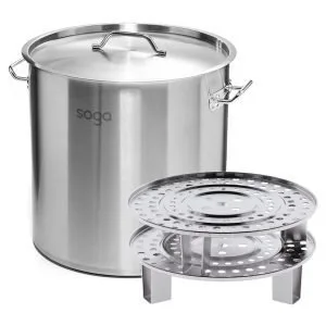 Buy SOGA 21L Stainless Steel Stock Pot with Two Steamer Rack Insert Stockpot Tray Online - home & living > kitchen & dining > cookware > stock & multi pots - 1 - NZ Depot Free Shipping