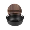 SOGA 25cm Cast Iron Japanese Style Sukiyaki Tetsu Nabe Shabu Hot Pot with Wooden Lid, home & living > kitchen & dining > cookware > stock & multi pots, , , , ,  - NZ DEPOT 1