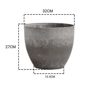 SOGA 27cm Rock Grey Round Resin Plant Flower Pot in Cement Pattern Planter Cachepot for Indoor Home Office, Home & Living, Home Decor, Indoor Pots, Planters and Plant Stands, , ,  - NZ DEPOT 2