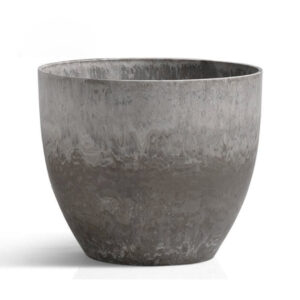 SOGA 27cm Rock Grey Round Resin Plant Flower Pot in Cement Pattern Planter Cachepot for Indoor Home Office NZ DEPOT - NZ DEPOT