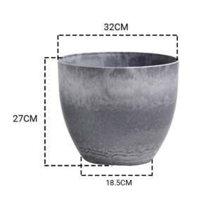 SOGA 27cm Weathered Grey Round Resin Plant Flower Pot in Cement Pattern Planter Cachepot for Indoor Home Office, Home & Living, Home Decor, Indoor Pots, Planters and Plant Stands, , ,  - NZ DEPOT 2