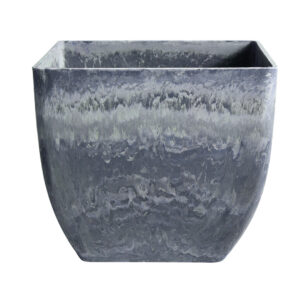 SOGA 27cm Weathered Grey Square Resin Plant Flower Pot in Cement Pattern Planter Cachepot for Indoor Home Office NZ DEPOT - NZ DEPOT