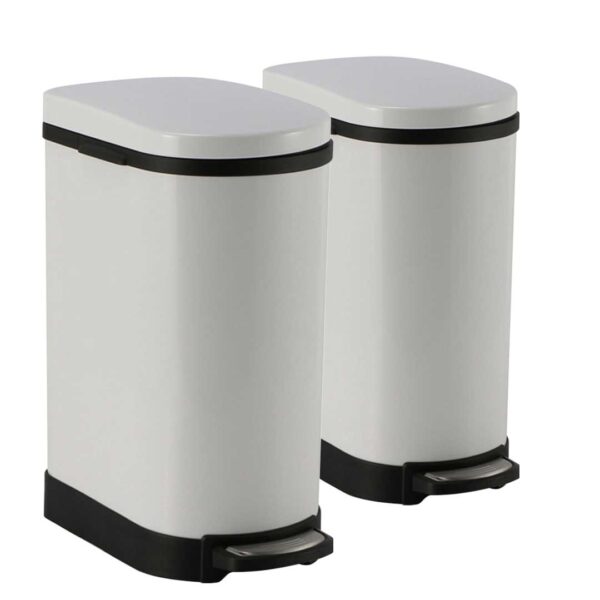 SOGA 2X 10L Foot Pedal Stainless Steel Rubbish Recycling Garbage Waste Trash Bin U White, Home & Living, Kitchen & Dining, Kitchen Storage, Kitchen Bins, ,  - NZ DEPOT 1