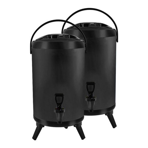 SOGA 2X 10L Stainless Steel Insulated Milk Tea Barrel Hot and Cold Beverage Dispenser Container with Faucet Black, Home & Living>Kitchen & Dining>Barware>Spirit Dispensers, , , , ,  - NZ DEPOT 1
