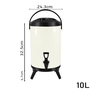 SOGA 2X 10L Stainless Steel Insulated Milk Tea Barrel Hot and Cold Beverage Dispenser Container with Faucet White, Home & Living, Kitchen & Dining, Barware, Spirit Dispensers, ,  - NZ DEPOT 2