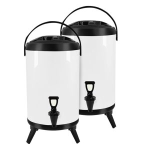 SOGA 2X 10L Stainless Steel Insulated Milk Tea Barrel Hot and Cold Beverage Dispenser Container with Faucet White, Home & Living, Kitchen & Dining, Barware, Spirit Dispensers, ,  - NZ DEPOT 1